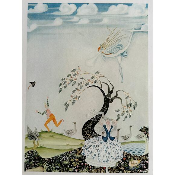 The Goose Girl, Blowing Winds, Brothers Grimm, Art Nouveau, Kay Nielson, Unique, - Picture 1 of 1